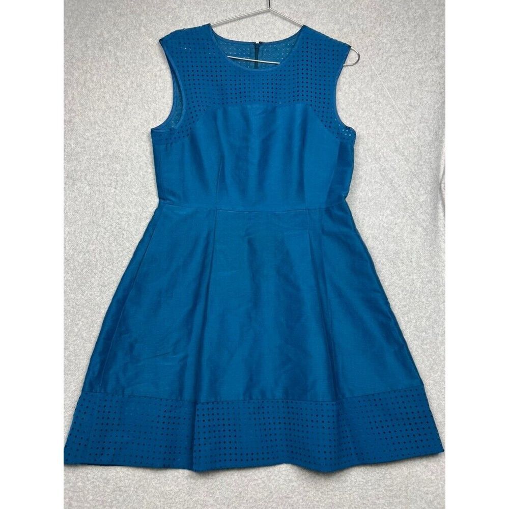 J.Crew Perforated Fit & Flare Silk Blend Dress Wmn Sz 10 Minimalist Simple MCM